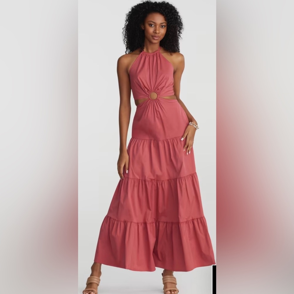 Brand New gorgeous cut-out maxi dress with layers of ruffles! Beautiful color!